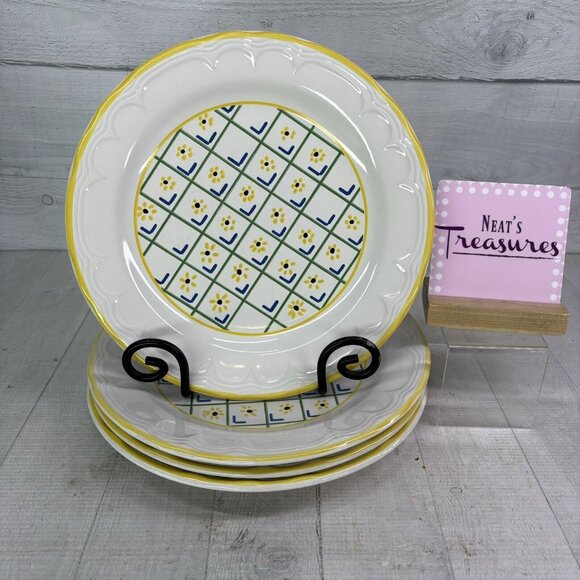 Jepcor International Calico BLACKEYED SUSAN D103 Ceramic Dinner Plates Set of 4 - Picture 1 of 16